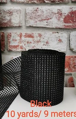 9m Length Black Diamante/ Diamonte Rhinestone Effect Mesh Ribbon Cake Trim  • £3.74