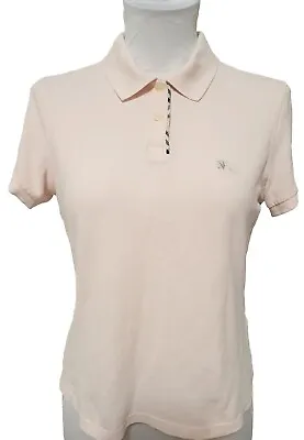 Women’s Burberry London Vintage Light Pink Short Sleeve Nova Trim Polo Shirt S • $24