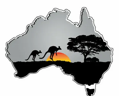 115mm Australia-Map-sticker-with-kangaroo-sunset- For Motorhome Boat Truck Ca • $5.95