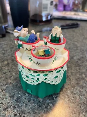 Enesco Tea Cup Mice Christmas Music Box Musical • $17.50