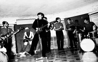 $9 • Buy Johnny Hallyday With Les Dauphins On The Stage Of Golf-Drouot In 1964 OLD PHOTO