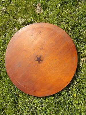 Vintage Star Banded Inlaid Wood Tilt Top Table  Top 17 Diameter Good Shape  • $74.99
