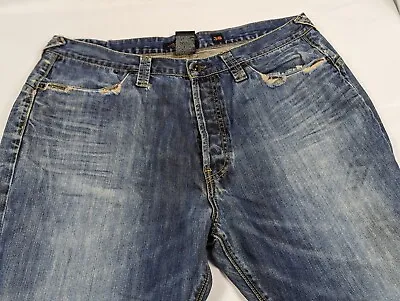 Ed Hardy Jeans Mens Size 38 Y2K Christian Audigier Flap Pockets Denim Distressed • $39.90