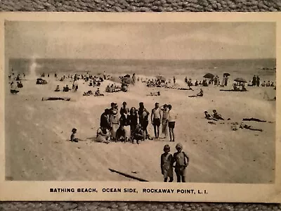 Vintage 1928 Postcard Of Bathing Beach Ocean Side Rockaway Point NY • $3.75