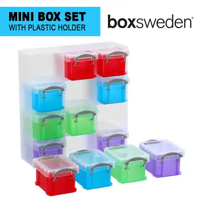$19.97 • Buy Set Of 12 Mini Box & Holder Home Storage Drawer Desk Organiser Plastic Container