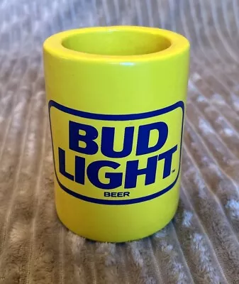 New Vintage Bud Light Kool Kan Bottle Koozie Foam Yellow Beer Advertising HTF !! • $14.95