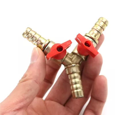 3 Way Tee Brass Y Shut Off Ball Valve 11mm Barb Fuel Gas Oil/Valve Clamp • £4.18