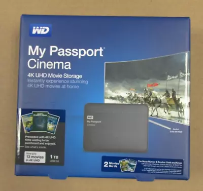 WD My Passport Cinema 4K UHD Movie Storage 1TB External Hard Drive [24D] • $49.99