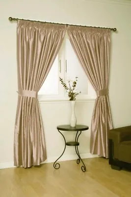  Verona  Pencil Pleat Fully Lined Ready Made Pair Of Curtains Faux Silk • £16.40
