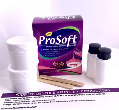 $13.95 • Buy Soft Denture Reline Kit! Durable Liner!  Repair Loose Dentures! ProSoft Reliner!