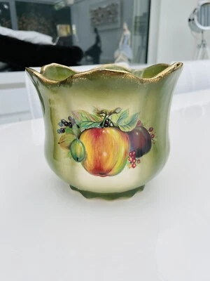£9.99 • Buy Staffordshire England Iron Stone Pottery Plant Pot, Fruit Design