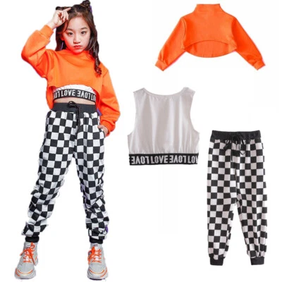 £9.74 • Buy Girls Hip Hop Street Dance Costumes Kids Jazz Dance Clothes Performance Outfits