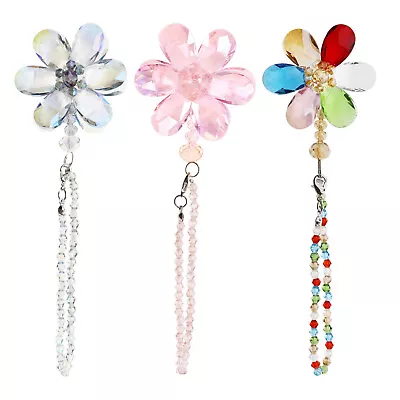 Flower Suncatcher Crystal Hanging Ornament Rear View Mirror Pendant Decoration • £9.13