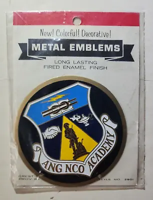 Vtg Metal Emblem Self Adhesive - ANG NCO ACADEMY - Air Force - NOS • $25