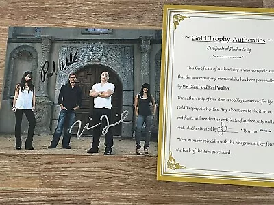 Paul Walker And Vin Diesel Autographed 8x10 Photo Signed Authentic COA • $249.95