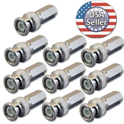 Sikker 10pcs Twist On BNC Male RG59 Connector 4 CCTV Cameras Siamese Coax Cable  • $7.49