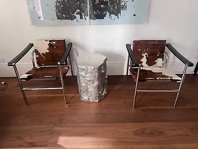 Pair Modernist Bauhaus Art Deco Cassina LC1 Sling Chairs By Le Corbusier DWR • $2600