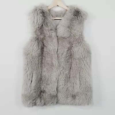 ASM COLLECTION Womens Size S Or 10 Grey Real Fur Vest Jacket NEW • $191.06