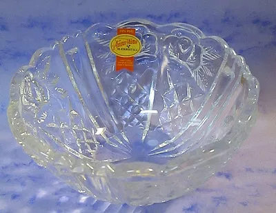 Vtg. Anna Hutte Rose Bowl 24% Lead Crystal Hand Cut Glass Bleikristall Germany • $22