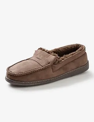 RIVERS - Mens Winter Slippers - Shoes - Brown Slip On - Casual Moccassins • £13.04