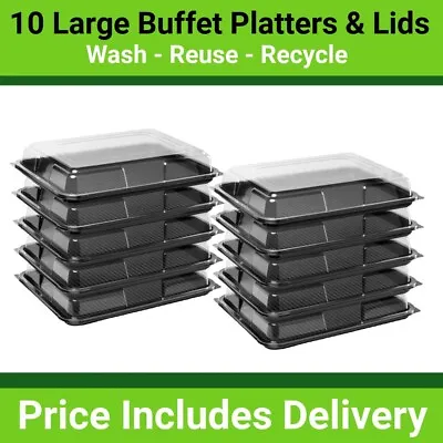 £23.90 • Buy 10 X Large Catering Platters /Trays & Lids/ Parties / Sandwiches / Buffets 