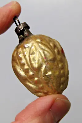 Vintage Blown Glass Tiny Embossed LEAF Drop Feather Tree Mini Christmas Ornament • $30