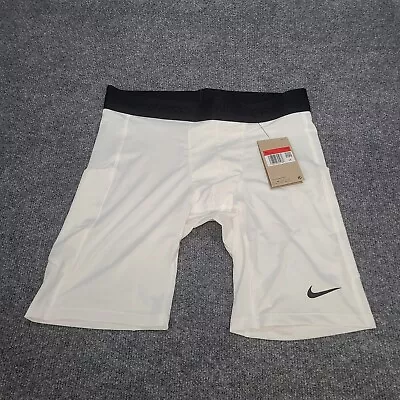 Nike Shorts Mens Large White Black Swoosh Pro Compression Active Training New 94 • $24.99