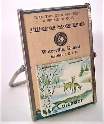 Vintage Waterville Kansas Advertising Calendar / Mirror - State Bank - Souvenir • $7.50