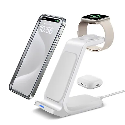UK 3in1 Wireless Charger Charging Dock Stand For Apple Watch IPhone 15 Pro 13 14 • £9.99