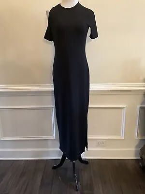 Marcella NYC Black Short Sleeve Maxi Dress Single Cold Shoulder Detail Size M • $39.99