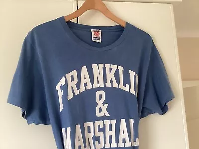 Franklin Marshall T Shirt Adult XL Extra Large Blue cracking On Text • £3.99