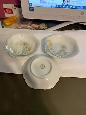 Vintage Leuchtenburg Germany Porcelain Lily Pattern Trinket Bowls Set Of 3 • $15