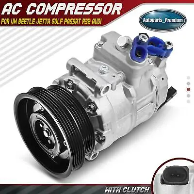 AC Compressor W/ Clutch For Volkswagen Beetle Golf Jetta Passat R32 Rabbit Audi • $125.99