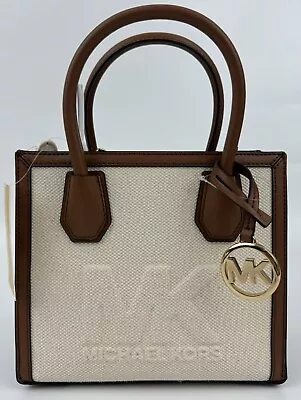 NEW Michael Kors MERCER Medium Logo Embossed Cotton Canvas Crossbody Bag Women’s • $139.90