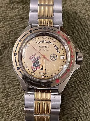 Vostok European Championship 1992 Sweden Vintage Soviet Mechanical Watch - Works • $100