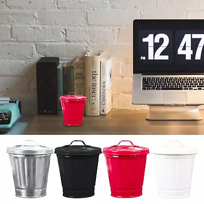 Mini Table Trash Can DesktopCovered Garbage Bin Trash Bin Desk • $9.66