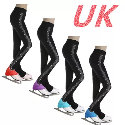 Girls Figure Ice Skating Pants Practice Training Tights Gym Yoga Dance Trousers • £12.49