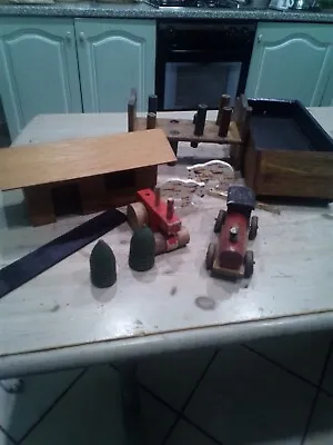 Vintage Chad Valley Wooden Train Station Wooden Toy Lot Eccetera  • £28.91