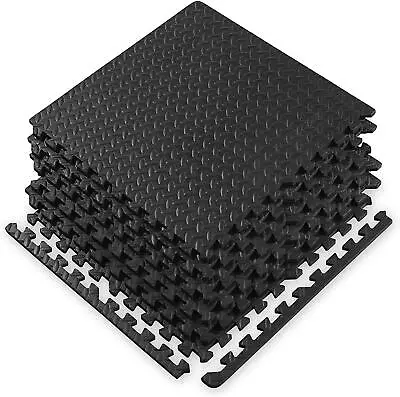 16 SQ FT Interlocking Foam Mats Tiles Gym Play Garage Workshop Floor 4 Mat Black • £11.95