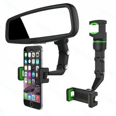 360° Car Rearview Mirror Rotation Adjustable Phone Holder Mount Multifunction • $4.09