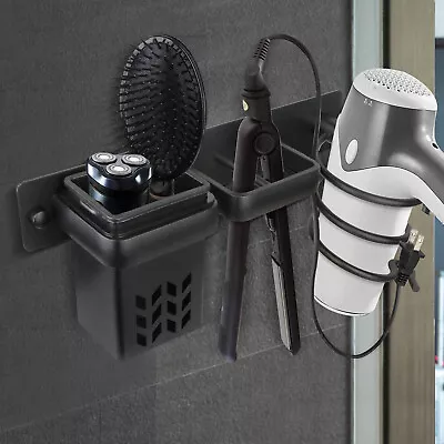 Hair Dryer Holder Wall Mounted  Multifunctional Saving Storage Bracket W/ Cup UK • £18.99