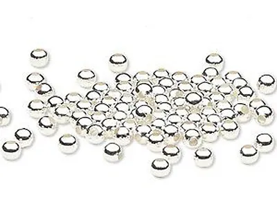 100 Shiny Silver Finished Steel Metal Round Spacer Beads 2.5mm 3mm 4mm 6mm 8mm • $2.99