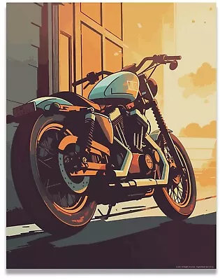 Harley-Davidson Motorcycle 11x14 Wall Decor | Harley Bike Illustration | Art Pri • $9.95