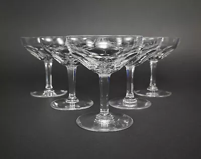 Set Of 6 Val St. Lambert ‘Montana’ Champagne Saucers - Panel-Cut Crystal • £99