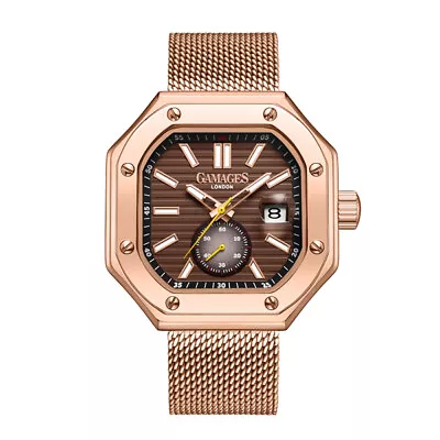 Mens Automatic Watch Rose Gold Octave Mesh Bracelet GAMAGES • £59.99