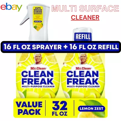 Mr. Clean Clean Freak Multi-Surface Spray Pk 1 Starter Kit 1 Refill Lemon Zest • $13.10