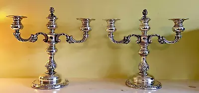 Sterling Silver Candelabra Pair 3-Arm Convertible Antique Vintage Candlesticks • $730