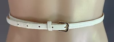 H&M Off White 1cm Thin Belt Patent PU/Pleather Size EUR S/To Fit Waist 81-91cm • $29.99