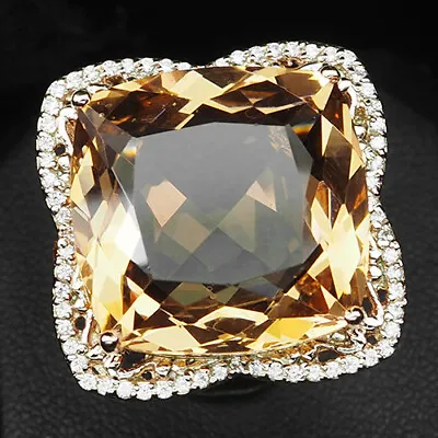 Morganite Peach Orange Antique 23.8Ct. 925 Sterling Silver Rose Gold Ring Size 6 • $29.99