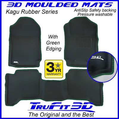 $249 • Buy Fit Ford Ranger Dual Cab 2011-2021 Genuine 3D Rubber Floor Mat With Green Edge 
